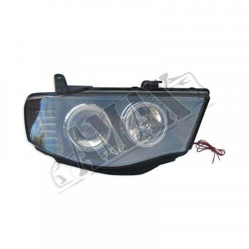 Передние фары на L200  Angel Eyes (черные) Митсубиси Л200_Mitsubishi L200 (2006-2011)