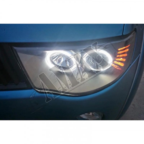 Передние фары на L200  Angel Eyes (черные) Митсубиси Л200_Mitsubishi L200 (2006-2011)