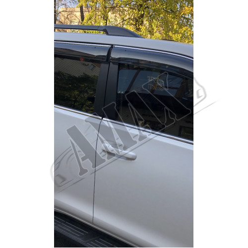 Дефлекторы дверей (ветровики) с хром молдингом (кантом)_Toyota Land Cruiser Prado 150 (09+)