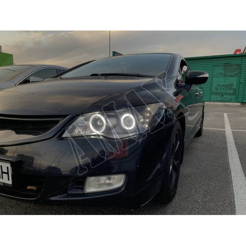 Передние фары черные (линза-диоды) Хонда Цивик_Honda Civic (2006-2009)