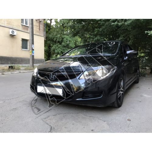 Передние фары линза черные (стиль Audi) Хонда Цивик_Honda Civivc (2006-2009)