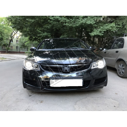 Передние фары линза черные (стиль Audi) Хонда Цивик_Honda Civivc (2006-2009)