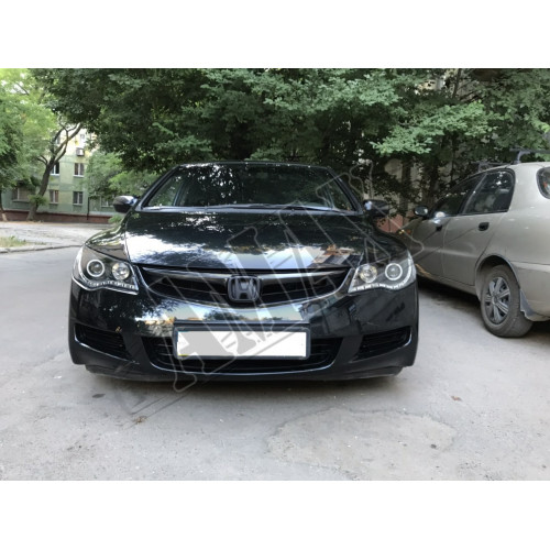 Передние фары линза черные (стиль Audi) Хонда Цивик_Honda Civivc (2006-2009)