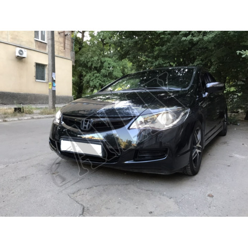 Передние фары линза черные (стиль Audi) Хонда Цивик_Honda Civivc (2006-2009)