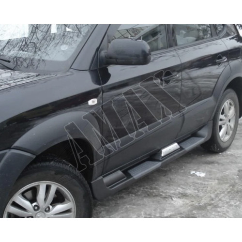 Пороги боковые площадкой (оригинальный дизайн), Хюндай Туксон_Hyundai Tucson (2004-2010)