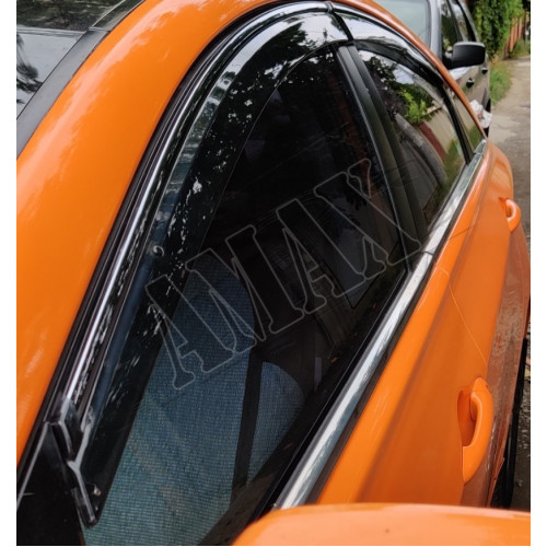 Дефлекторы на боковые окна (ветровики) с хром кантом для Hyundai Sonata 2010 +