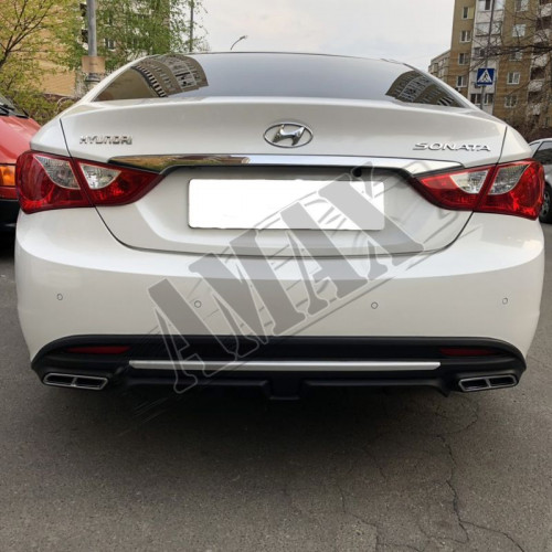 Накладка под задний бампер (диффузор), Хюндай Соната_Hyundai Sonata YF (2010-2014)