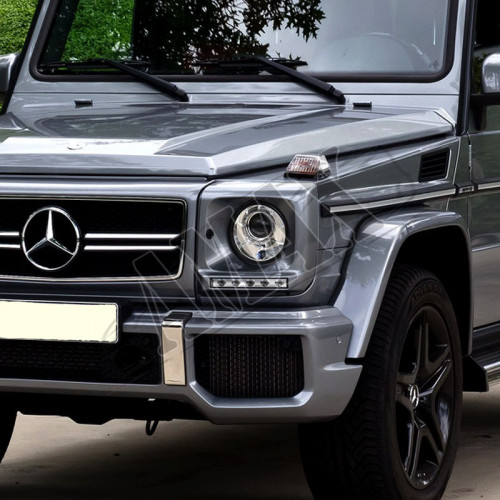 Вставки на передние фары с LED DRL Мерседес ГЛ_Mercedes Gelandewagen (1986-2015)