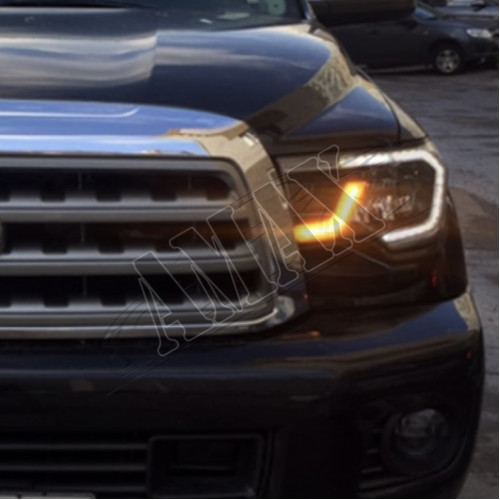 Передние фары (головная оптика) черные Тойота Секвойя_Toyota Sequoia (2008-2017)
