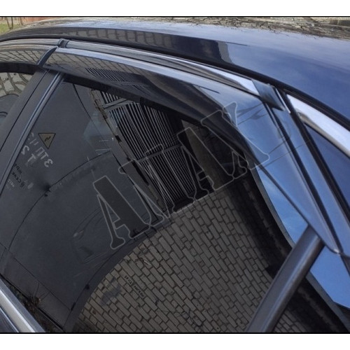 Дефлекторы дверей, ветровики (с хром-молдингом), Тойота Камри_Toyota Camry 55 (2014-2017)