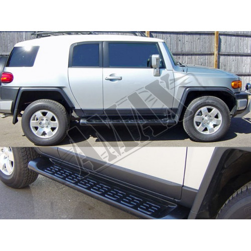 Пороги боковые ( площадкой ) в черном цвете, Тойота Фджи Крузер_ Toyota FJ Cruiser (2004-2015)