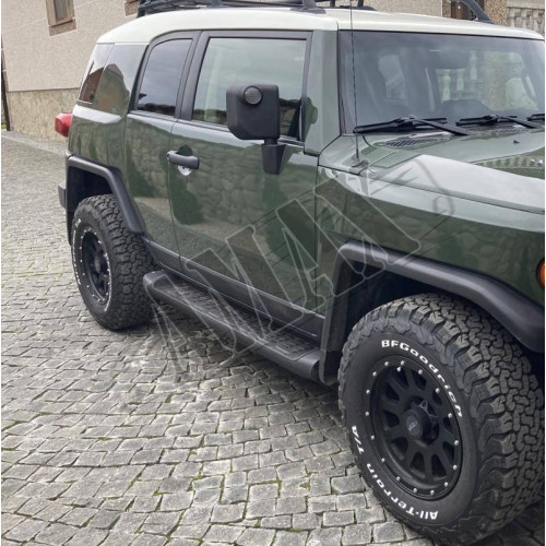 Пороги боковые ( площадкой ) в черном цвете, Тойота Фджи Крузер_ Toyota FJ Cruiser (2004-2015)