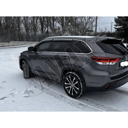 Дефлекторы дверей (ветровики) темно-серые с хромовым кантом для Toyota Highlander от 2014 +