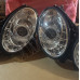 Передние фары (хром) с линзой + LED DRL на Mercedes W211 (2002-2008) 