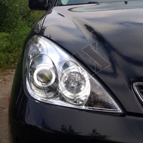 Фары передние с линзой (хромовые / черные) Лексус_Lexus ES 300 (2001-2006)