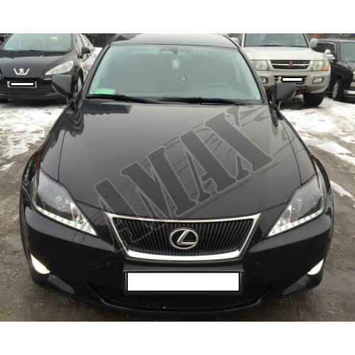 Фары передние линзовые + LED DRL (черные) Лексус_Lexus IS XE20 (2005-2013)