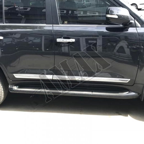Молдинги дверей (хромовые) с надписью Land Cruiser, комплект для Тойота Ленд Крузер 200