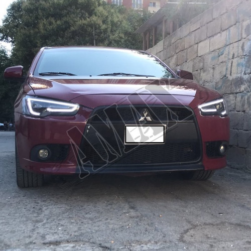 Головной свет, передние линзовые фары (LED). Митсубиси Лансер_Mitsubishi Lancer X (2007-2015)