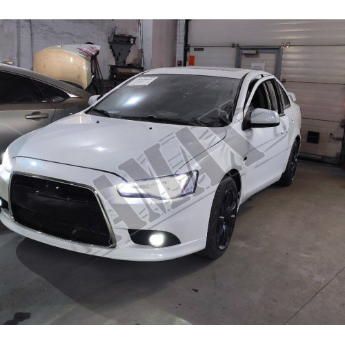 Головной свет, передние линзовые фары (LED). Митсубиси Лансер_Mitsubishi Lancer X (2007-2015)
