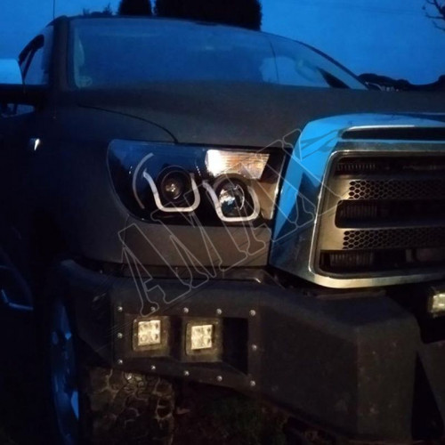 Передние фары линза + светодиодная подсветка, Тойота Тундра_Toyota Tundra (2007-2014)