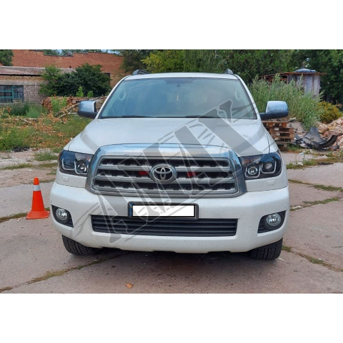 Передние фары линза + светодиодная подсветка, Тойота Тундра_Toyota Tundra (2007-2014)