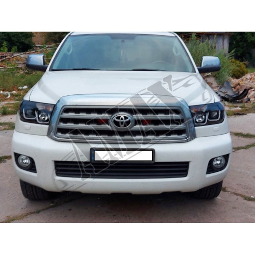 Передние фары линза + светодиодная подсветка, Тойота Тундра_Toyota Tundra (2007-2014)